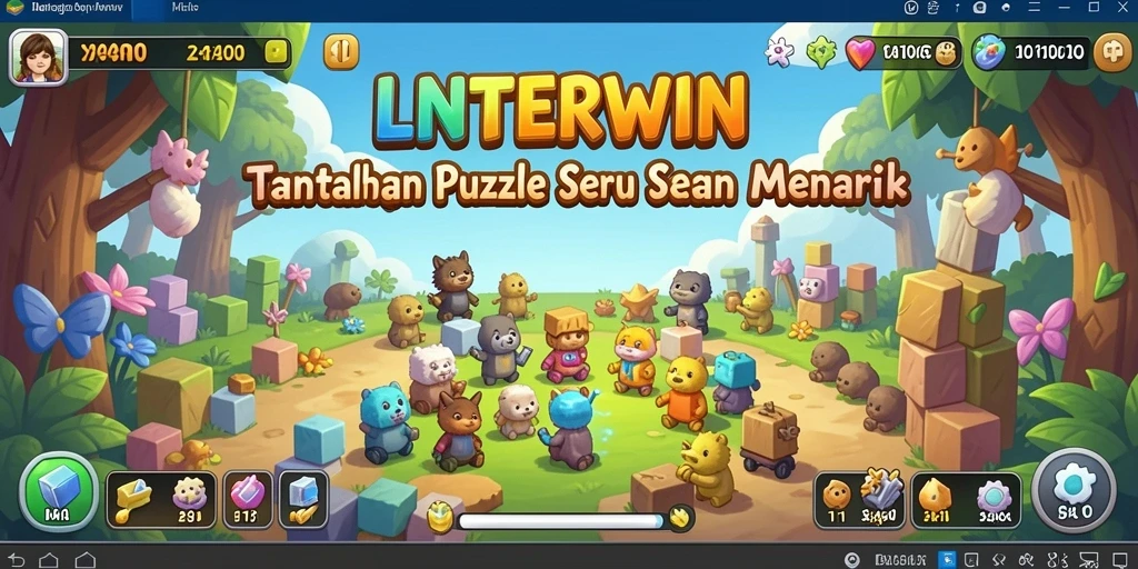 Tampilan gameplay LNTERWIN yang menantang dan penuh warna.