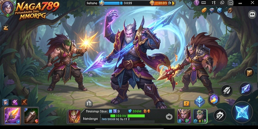 Screenshot gameplay NAGA789 menampilkan pertarungan seru di dunia MMORPG.