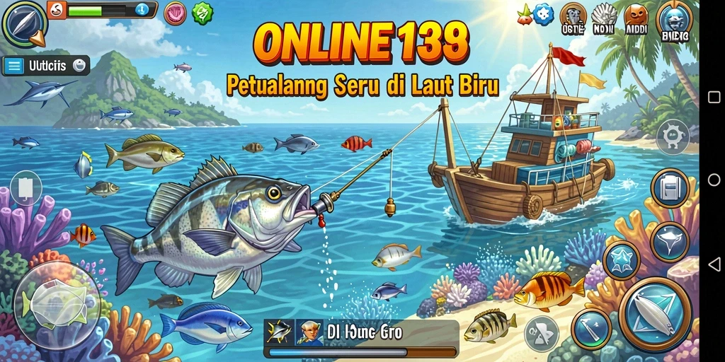 Gameplay ONLINE138 yang menarik saat menangkap ikan di laut.