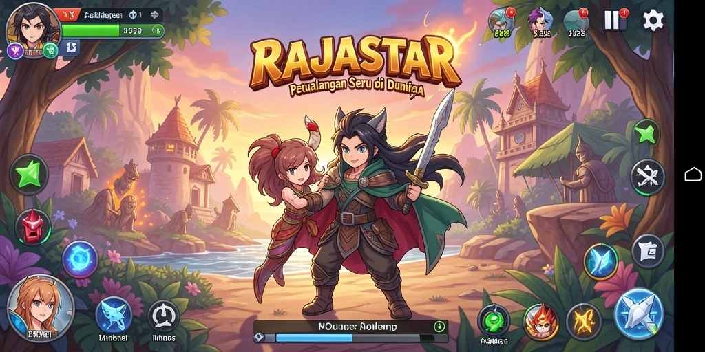 Tangkapan layar utama RAJASTAR menampilkan aksi seru dalam dunia Anime.