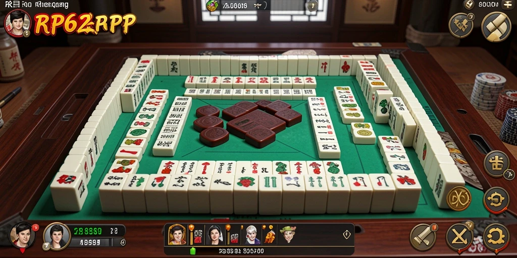 Tampilan gameplay intensif dalam permainan Mahjong.