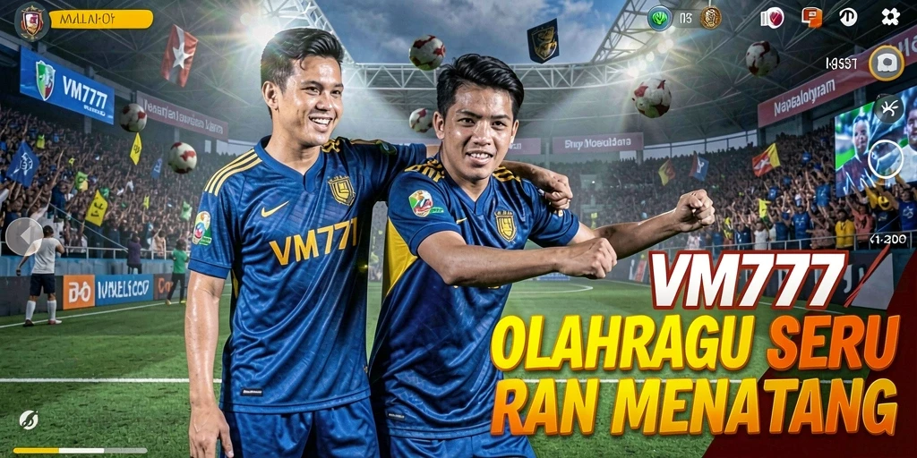 Tampilan gameplay VM777 yang menampilkan aksi seru di lapangan olahraga.